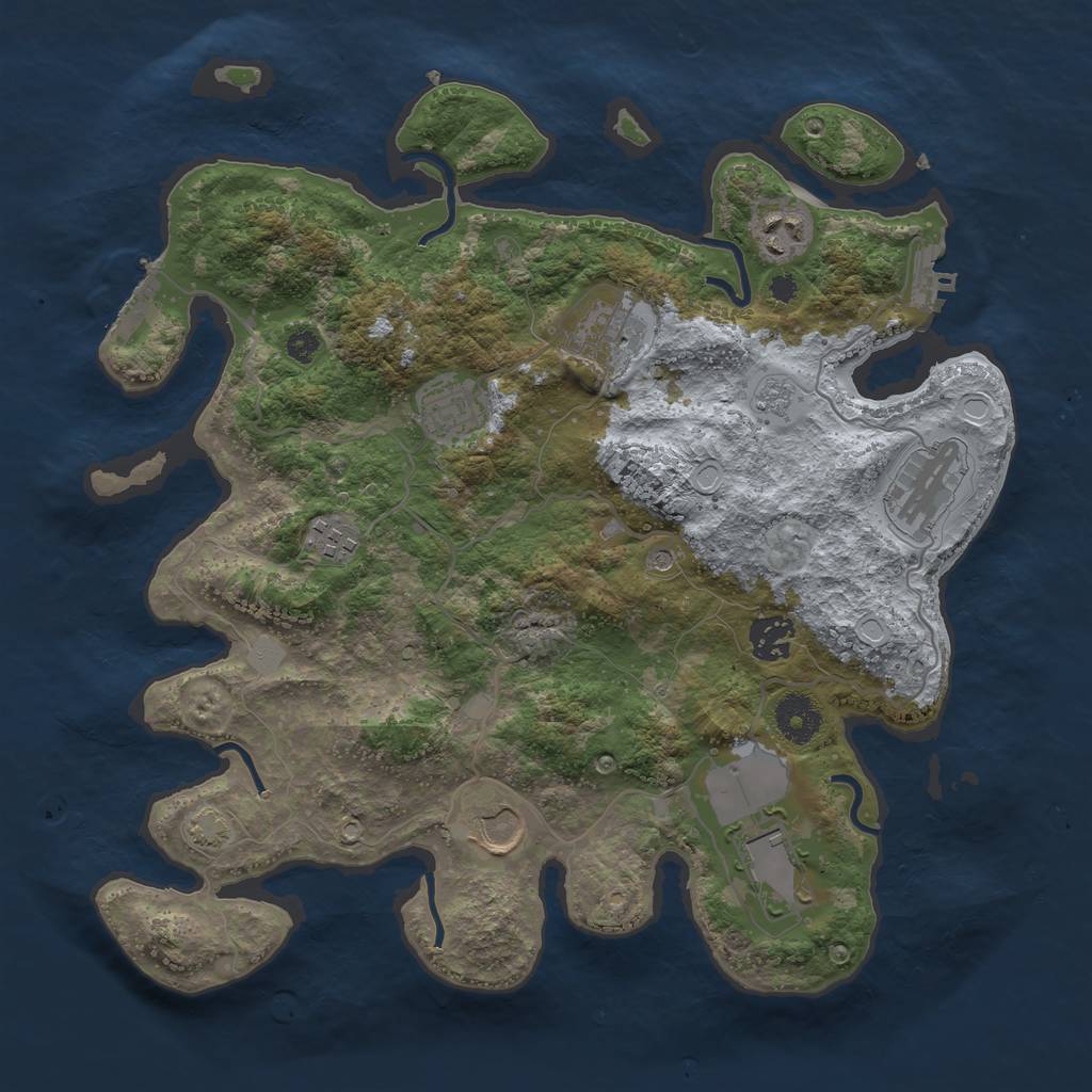 Rust Map: Procedural Map, Size: 3500, Seed: 991526815, 16 Monuments