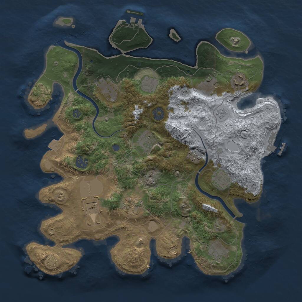 Rust Map: Procedural Map, Size: 3500, Seed: 991526815, 18 Monuments