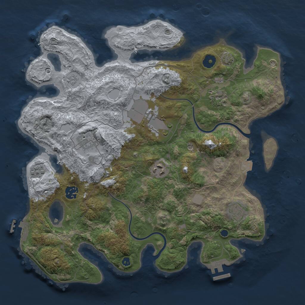 Rust Map: Procedural Map, Size: 3500, Seed: 1993020869, 13 Monuments