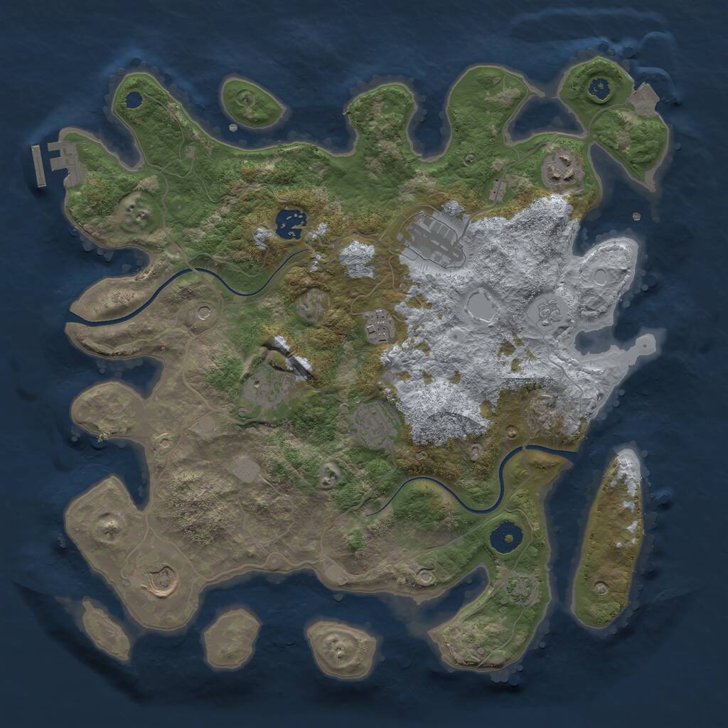 Rust Map: Procedural Map, Size: 3500, Seed: 968787164, 12 Monuments