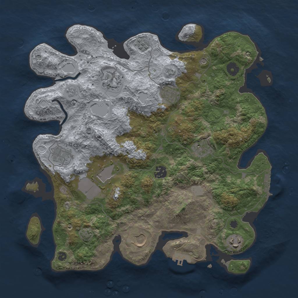 Rust Map: Procedural Map, Size: 3500, Seed: 187161011, 17 Monuments