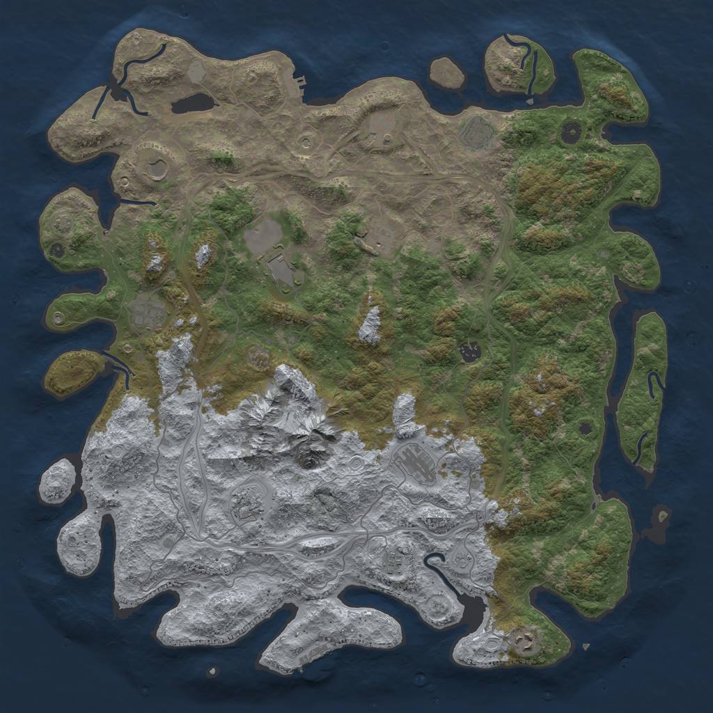 Rust Map: Procedural Map, Size: 5000, Seed: 230182388, 19 Monuments