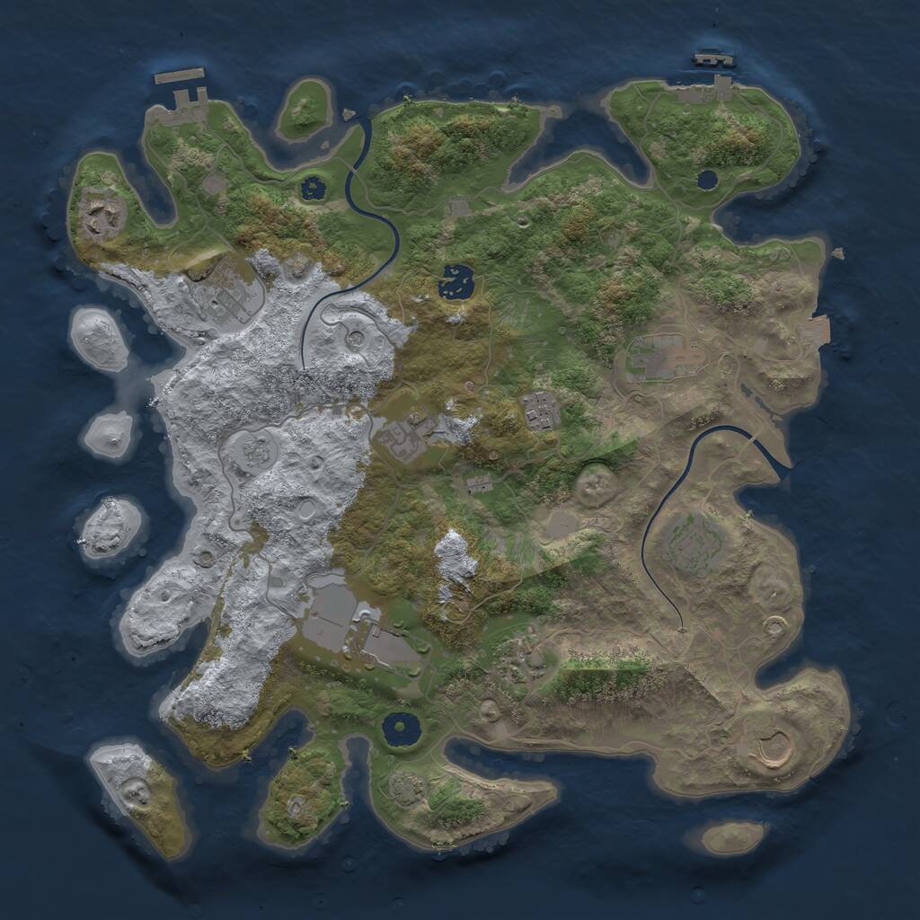 Rust Map: Procedural Map, Size: 3750, Seed: 527050221, 16 Monuments