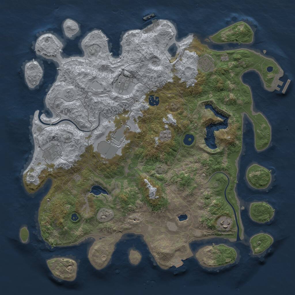 Rust Map: Procedural Map, Size: 4000, Seed: 692949490, 13 Monuments