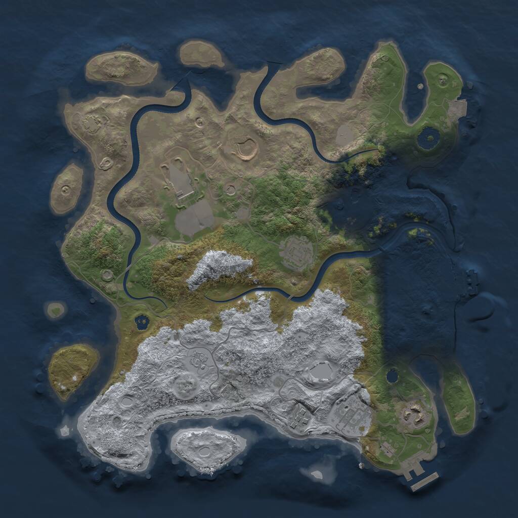 Rust Map: Procedural Map, Size: 3500, Seed: 10596299, 13 Monuments