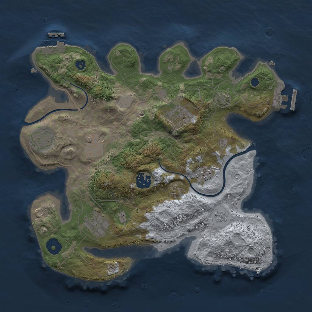 Rust Map: Procedural Map, Size: 3000, Seed: 2027380259, 11 Monuments