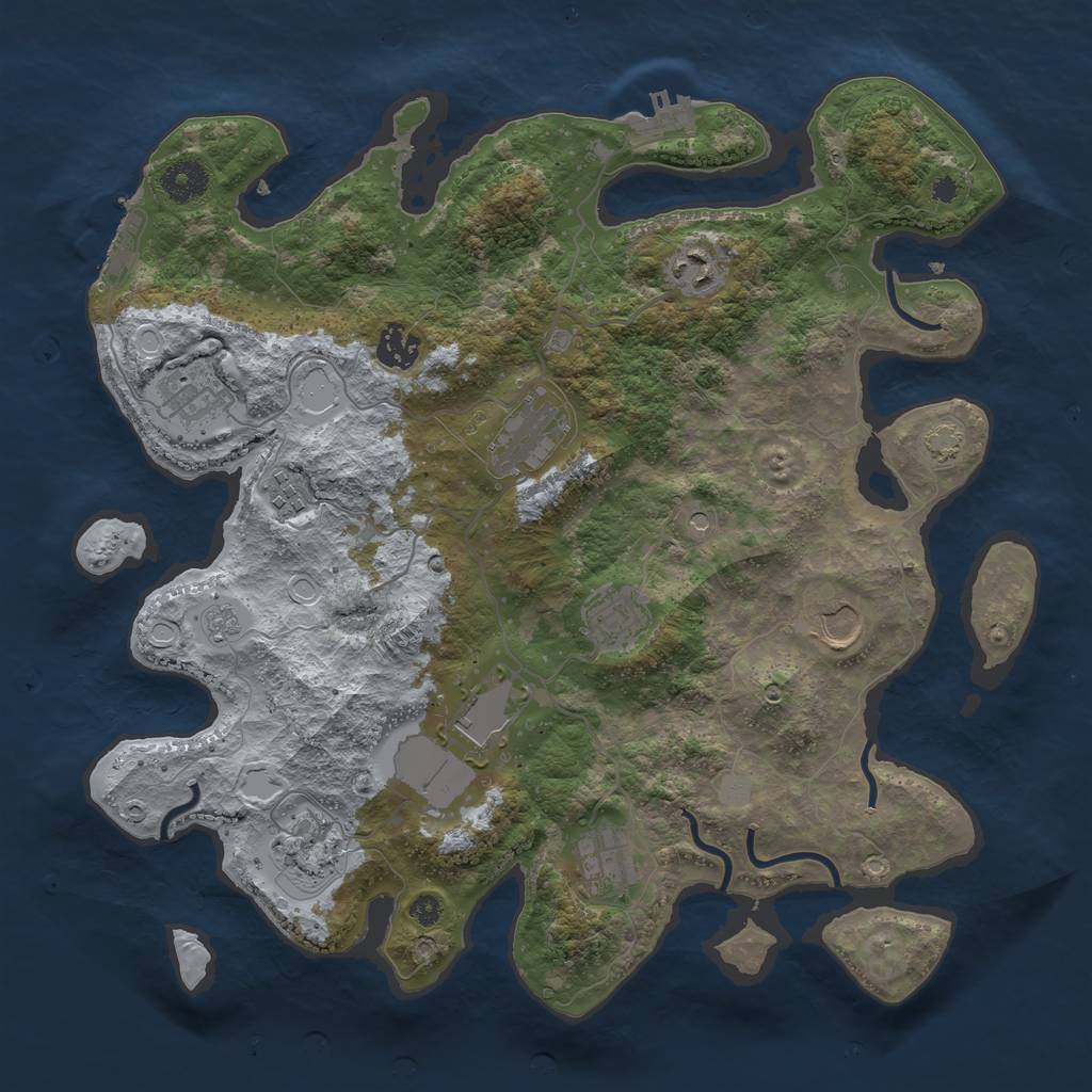 Rust Map: Procedural Map, Size: 3700, Seed: 175596971, 18 Monuments