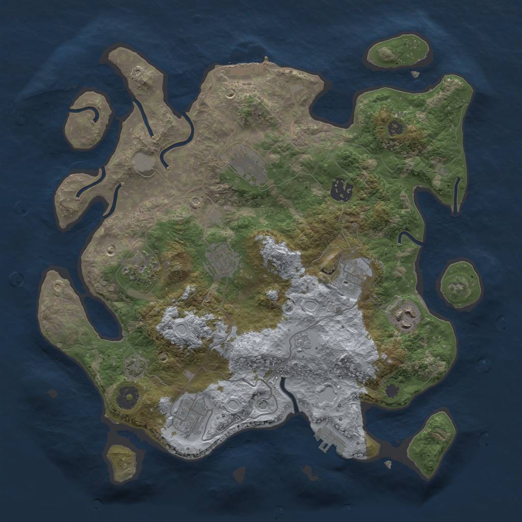 Rust Map: Procedural Map, Size: 3400, Seed: 34684999, 15 Monuments