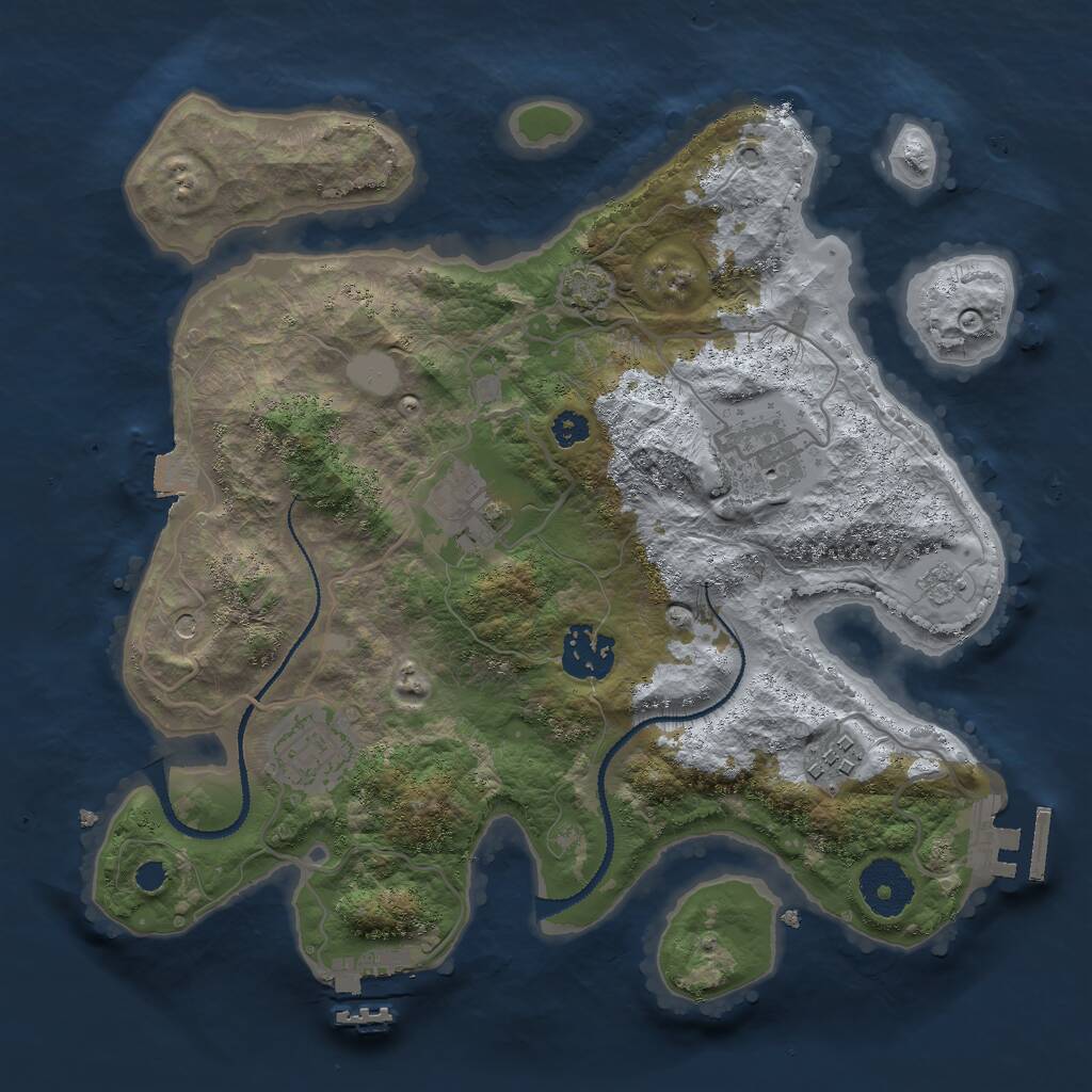 Rust Map: Procedural Map, Size: 3000, Seed: 31650, 11 Monuments
