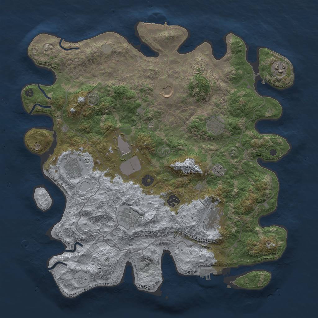 Rust Map: Procedural Map, Size: 4000, Seed: 74555727, 17 Monuments