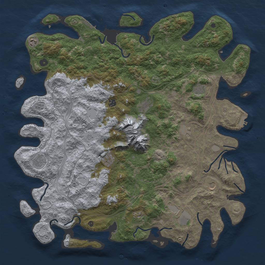 Rust Map: Procedural Map, Size: 5000, Seed: 827865678, 19 Monuments