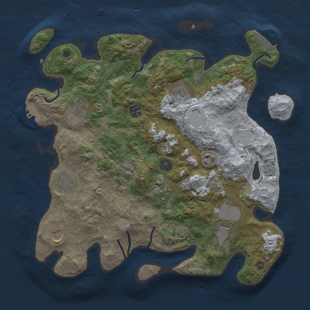 Rust Map: Procedural Map, Size: 3700, Seed: 2024296812, 17 Monuments