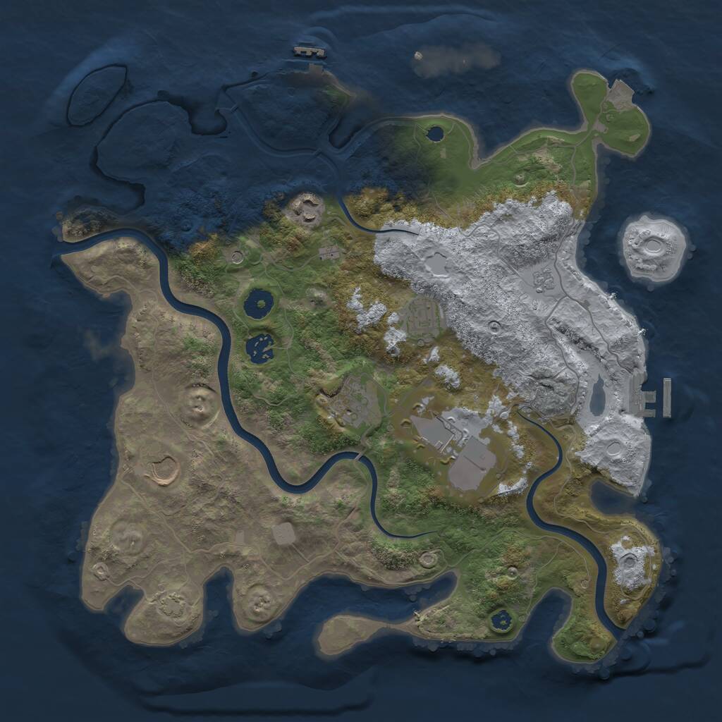 Rust Map: Procedural Map, Size: 3700, Seed: 2024296812, 12 Monuments