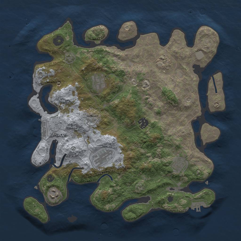 Rust Map: Procedural Map, Size: 3450, Seed: 69993798, 14 Monuments