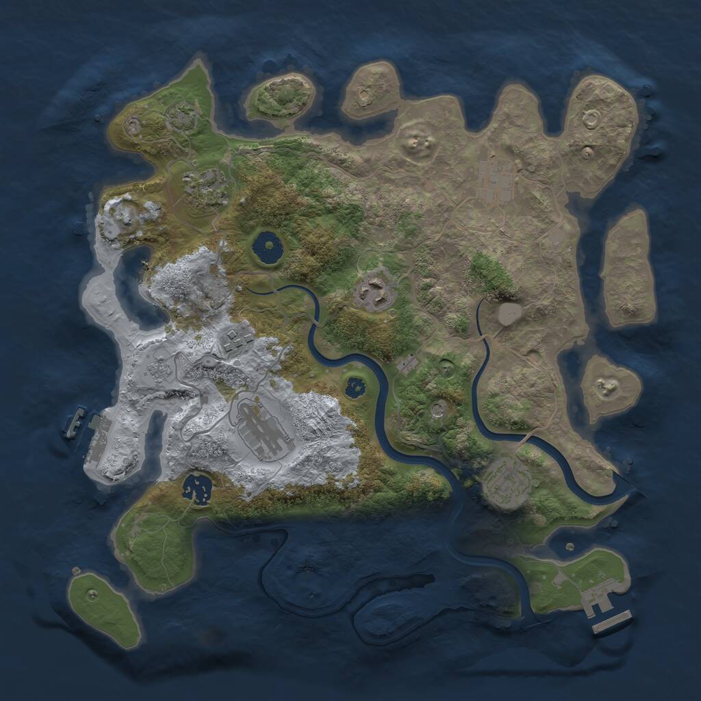 Rust Map: Procedural Map, Size: 3450, Seed: 69993798, 13 Monuments