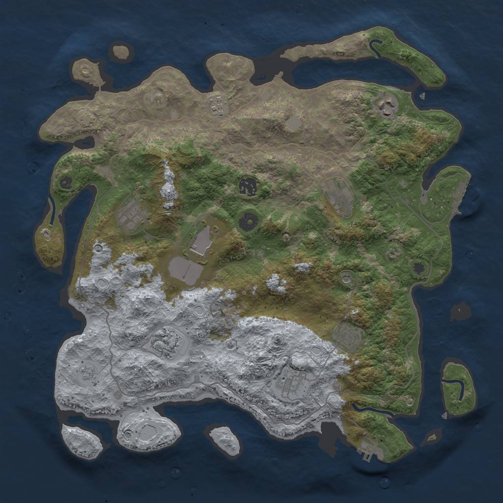 Rust Map: Procedural Map, Size: 4000, Seed: 1050725, 17 Monuments