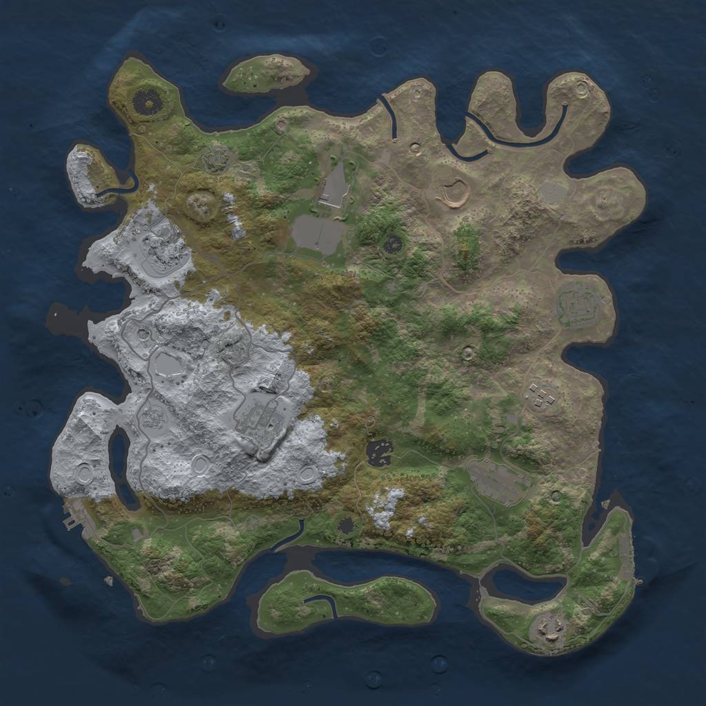 Rust Map: Procedural Map, Size: 3750, Seed: 26424747, 17 Monuments