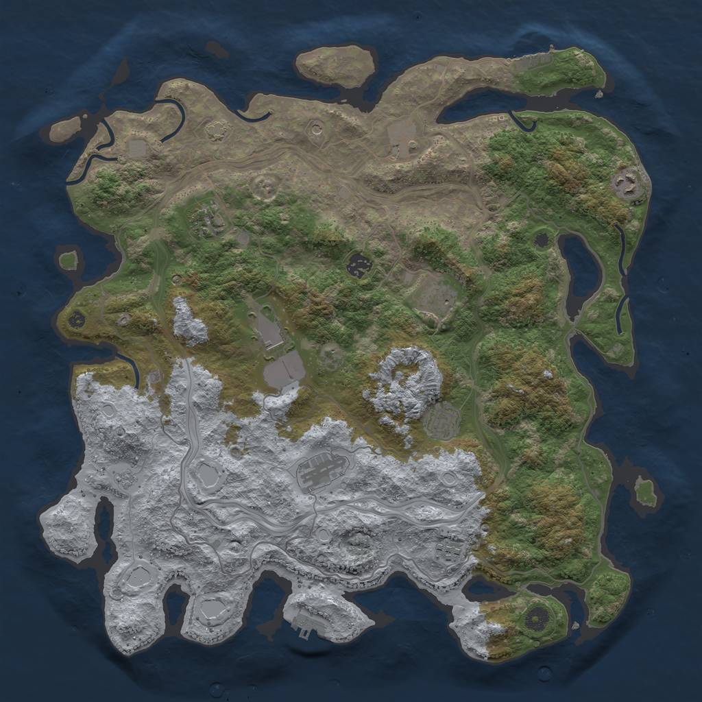 Rust Map: Procedural Map, Size: 4400, Seed: 7, 17 Monuments