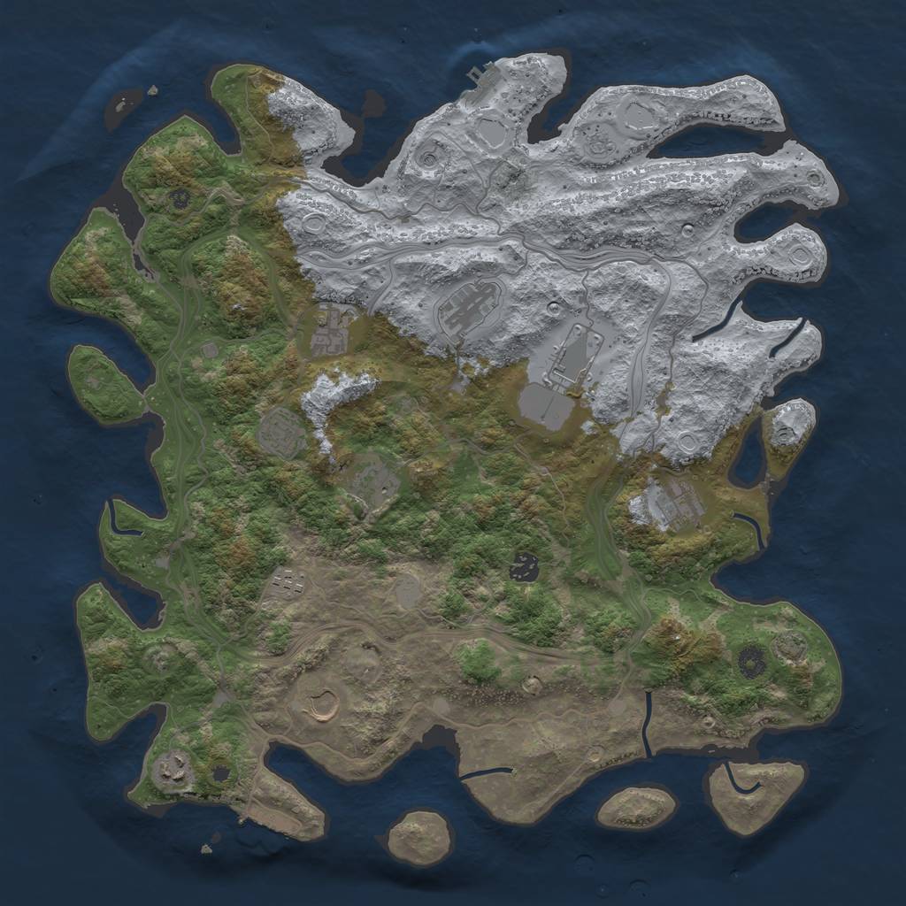Rust Map: Procedural Map, Size: 4400, Seed: 23384278, 18 Monuments