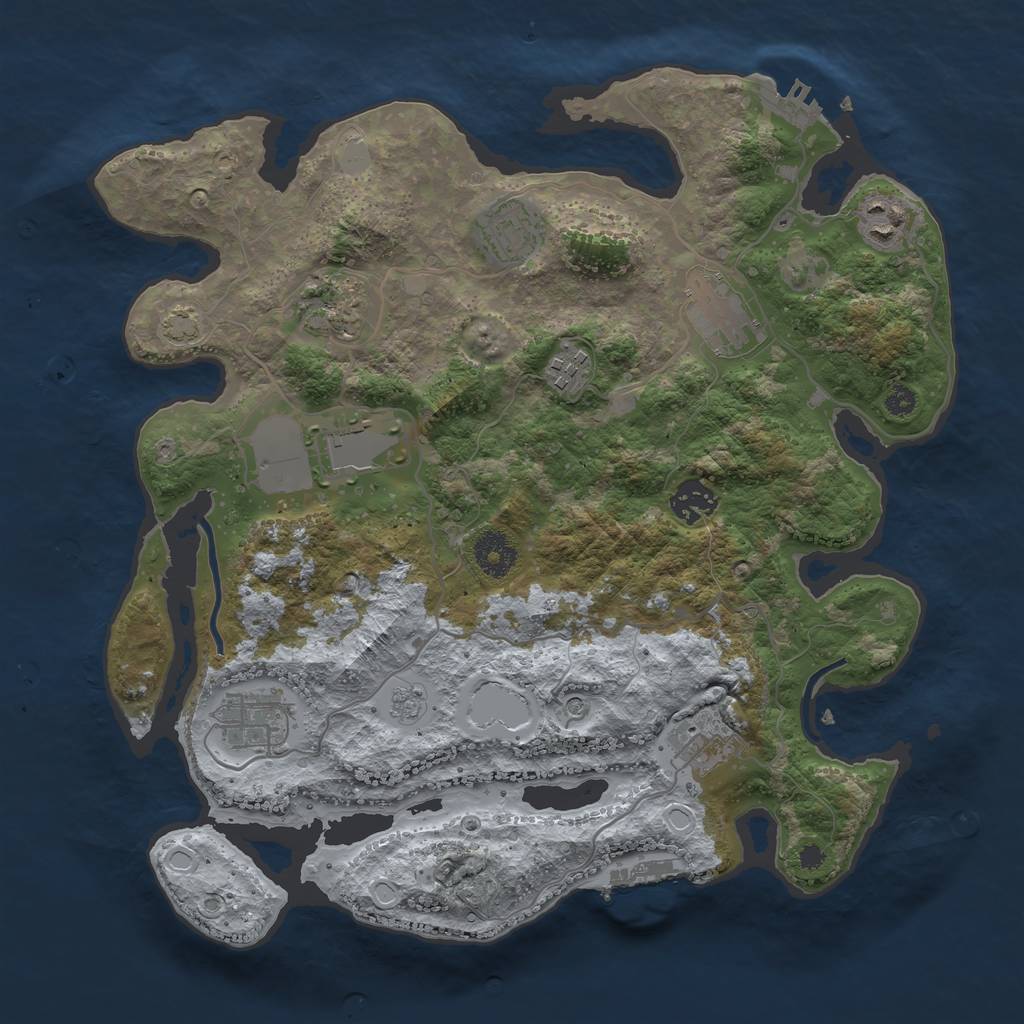 Rust Map: Procedural Map, Size: 3500, Seed: 504701863, 17 Monuments
