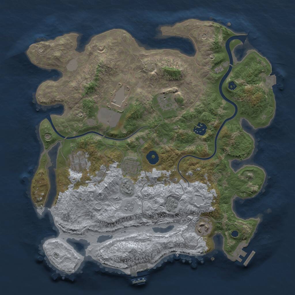 Rust Map: Procedural Map, Size: 3500, Seed: 504701863, 13 Monuments