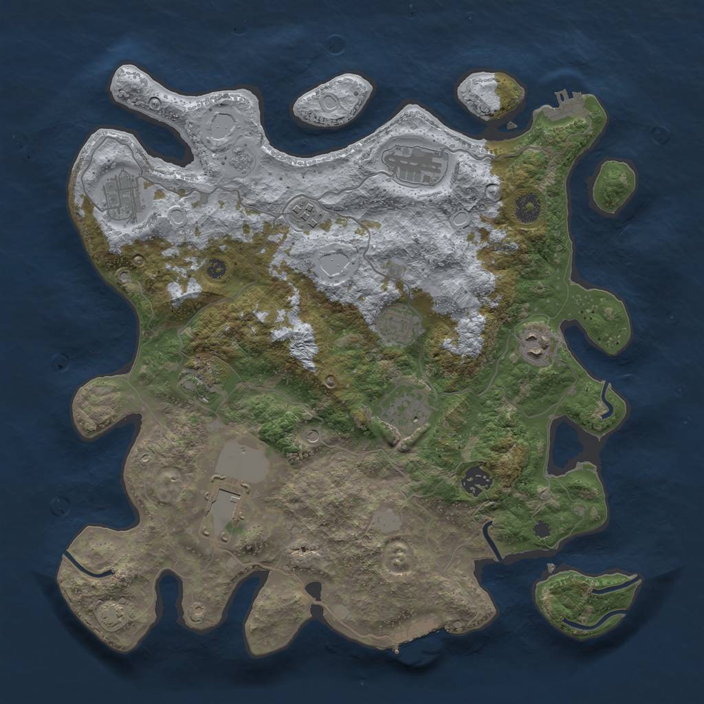 Rust Map: Procedural Map, Size: 3700, Seed: 30321740, 17 Monuments