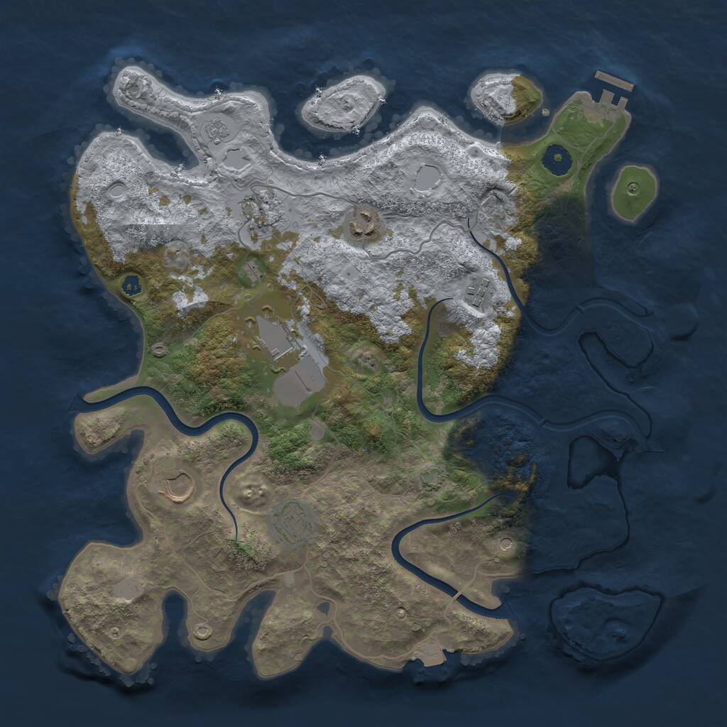 Rust Map: Procedural Map, Size: 3700, Seed: 30321740, 11 Monuments