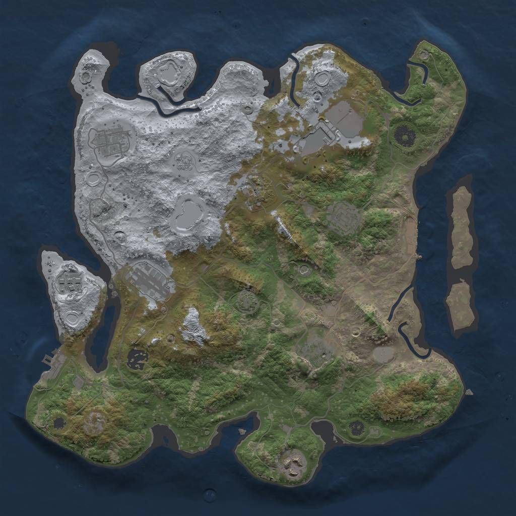 Rust Map: Procedural Map, Size: 3600, Seed: 23995813, 17 Monuments