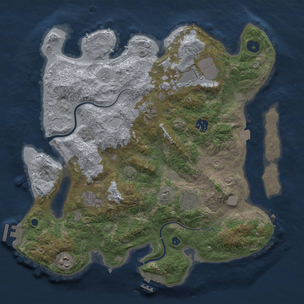 Rust Map: Procedural Map, Size: 3600, Seed: 23995813, 13 Monuments