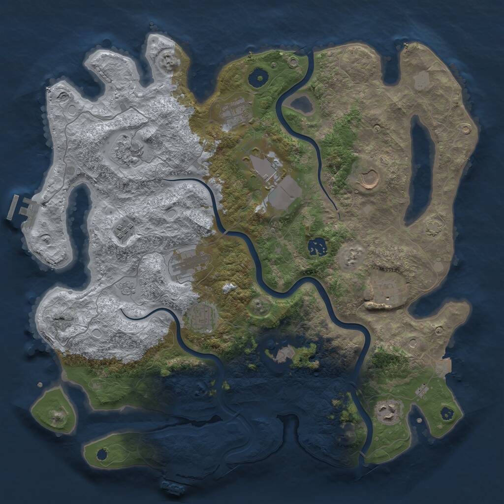 Rust Map: Procedural Map, Size: 3900, Seed: 35624165, 17 Monuments