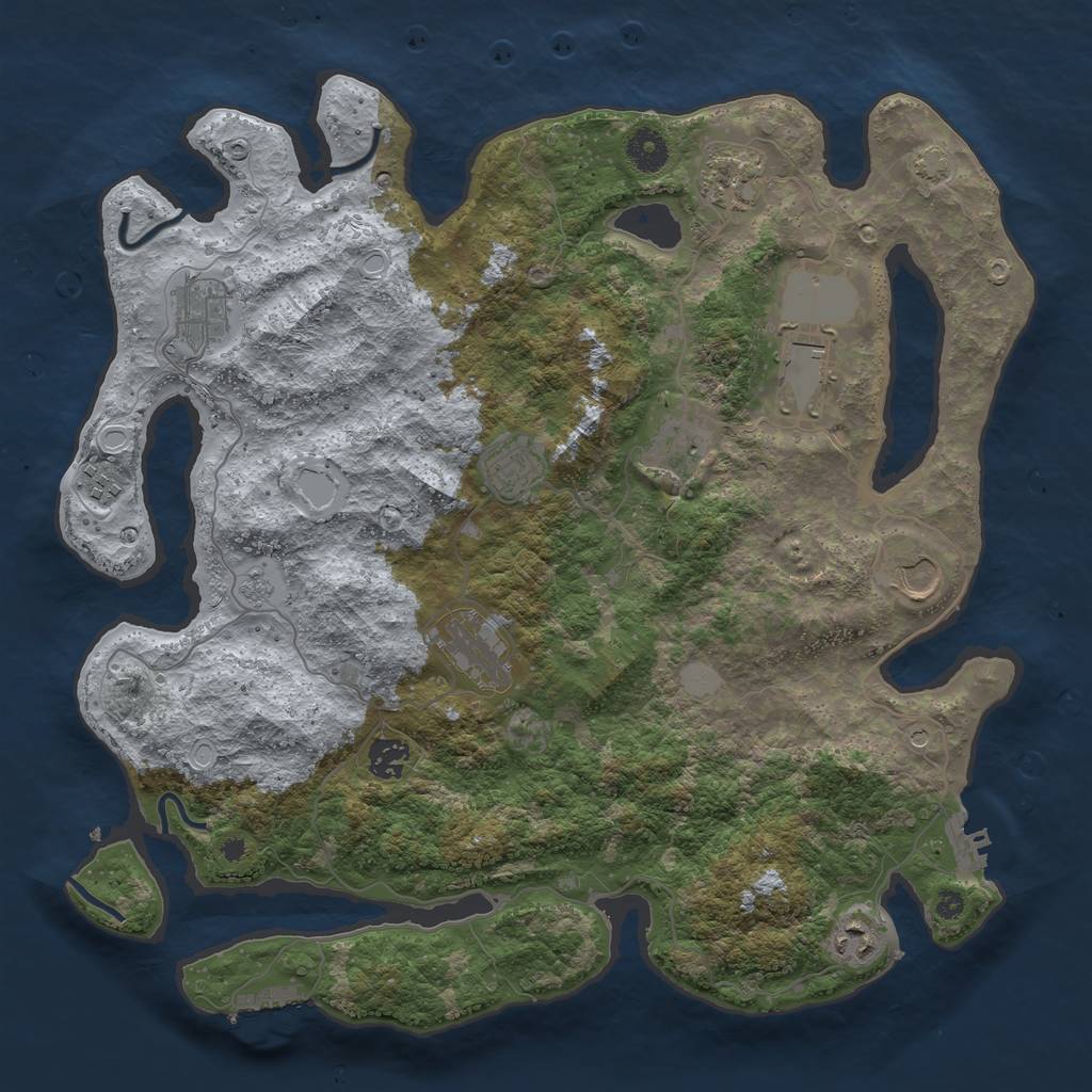 Rust Map: Procedural Map, Size: 3900, Seed: 35624165, 18 Monuments