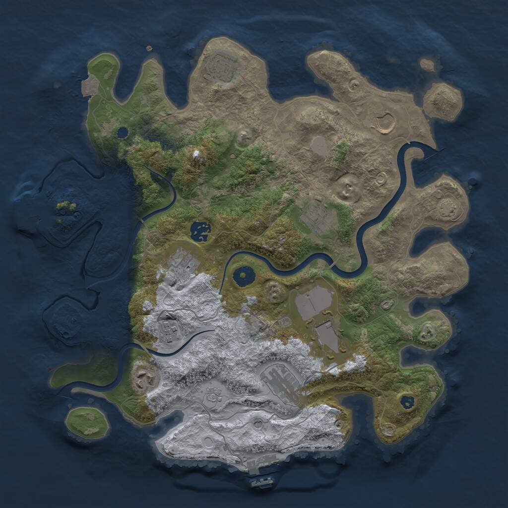 Rust Map: Procedural Map, Size: 3650, Seed: 66018694, 15 Monuments