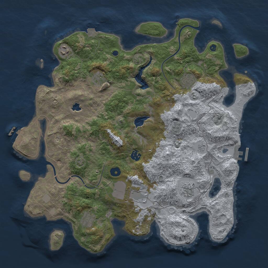 Rust Map: Procedural Map, Size: 4000, Seed: 143686431, 14 Monuments