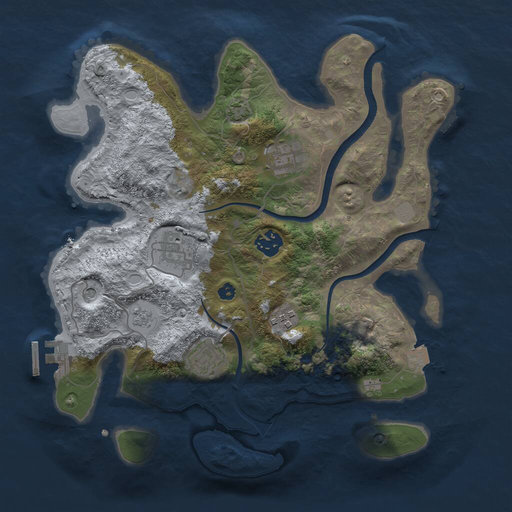 Rust Map: Procedural Map, Size: 3000, Seed: 1284363871, 10 Monuments