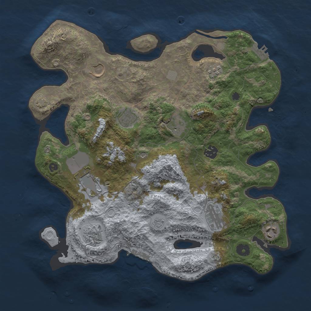 Rust Map: Procedural Map, Size: 3550, Seed: 61919491, 17 Monuments