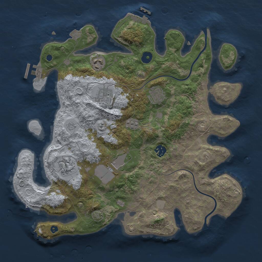 Rust Map: Procedural Map, Size: 3500, Seed: 19980516, 13 Monuments