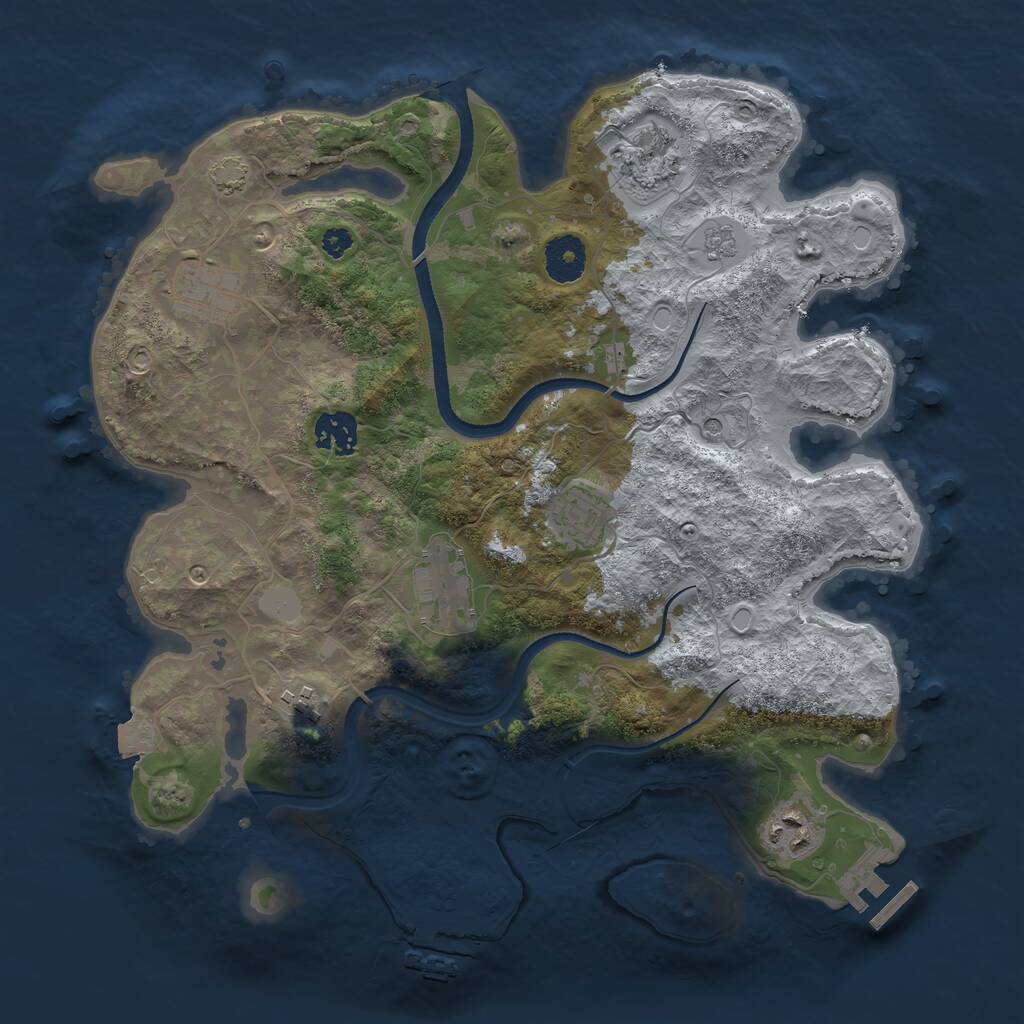 Rust Map: Procedural Map, Size: 3450, Seed: 36124833, 13 Monuments