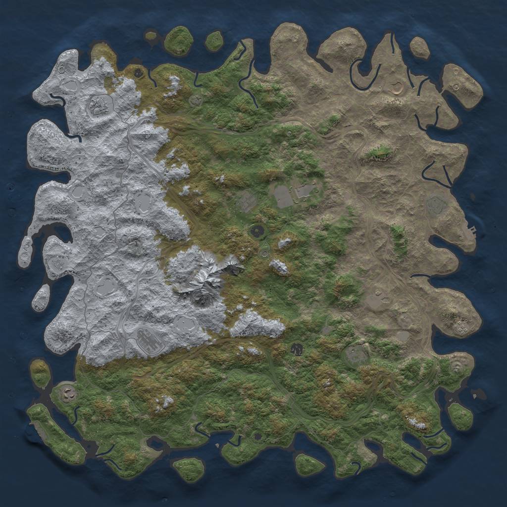 Rust Map: Procedural Map, Size: 6000, Seed: 266280918, 19 Monuments