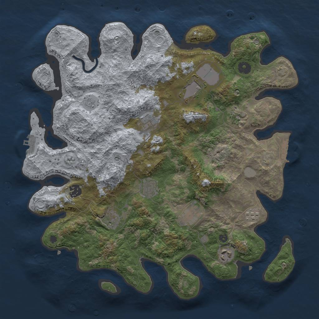 Rust Map: Procedural Map, Size: 3750, Seed: 187023801, 17 Monuments