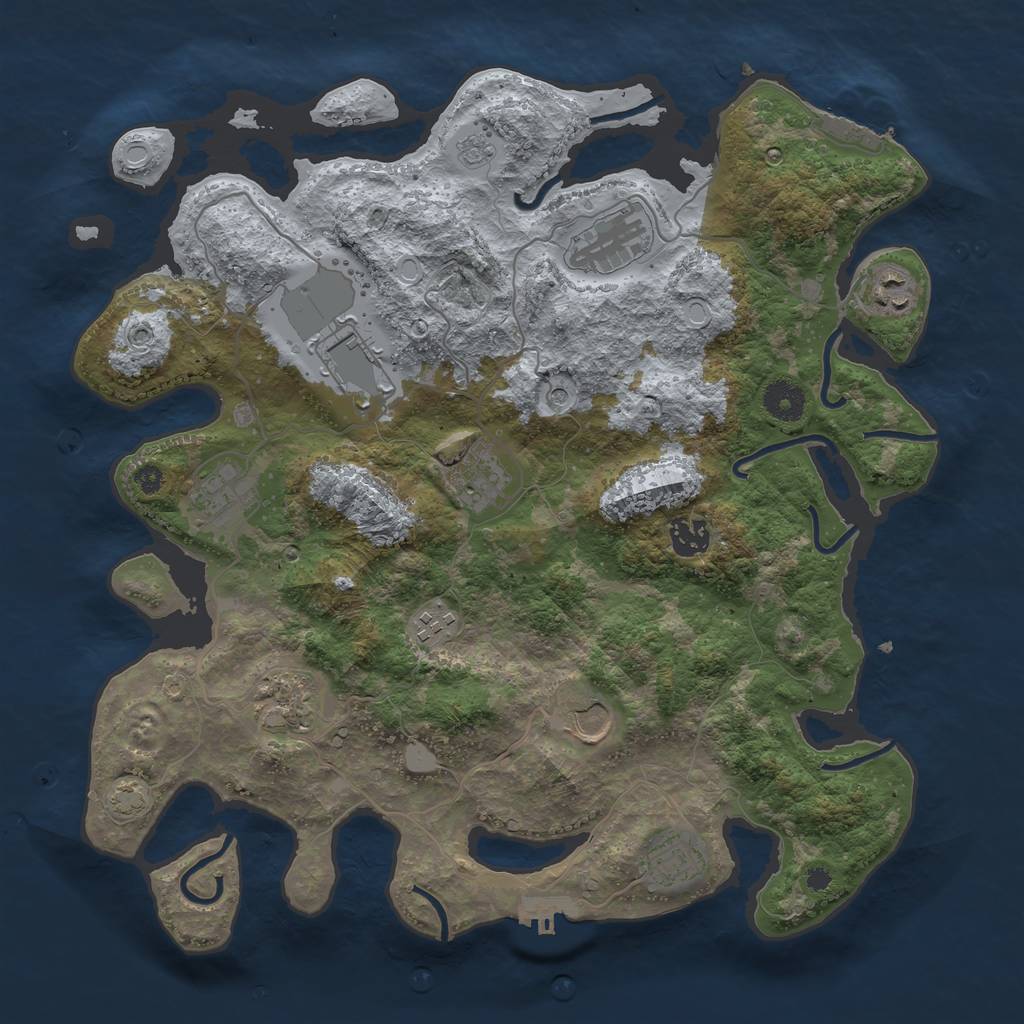 Rust Map: Procedural Map, Size: 3750, Seed: 751690196, 18 Monuments