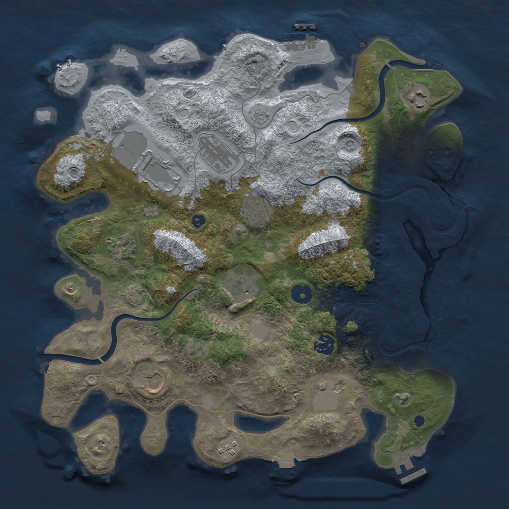 Rust Map: Procedural Map, Size: 3750, Seed: 751690196, 16 Monuments