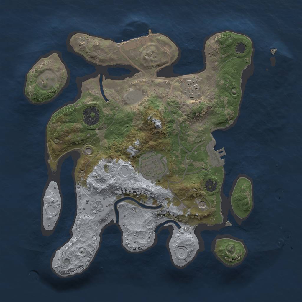 Rust Map: Procedural Map, Size: 2500, Seed: 1940440308, 9 Monuments