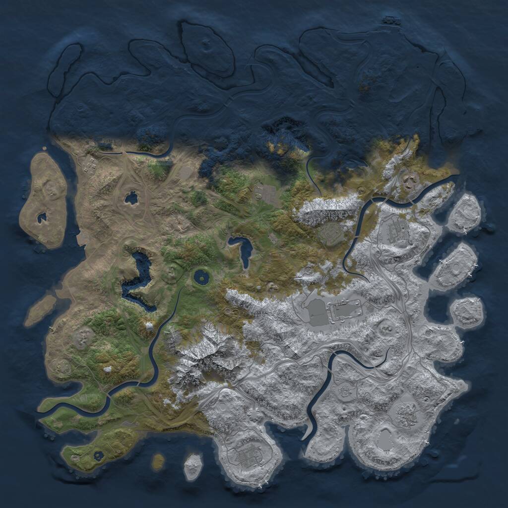 Rust Map: Procedural Map, Size: 5000, Seed: 1678, 14 Monuments