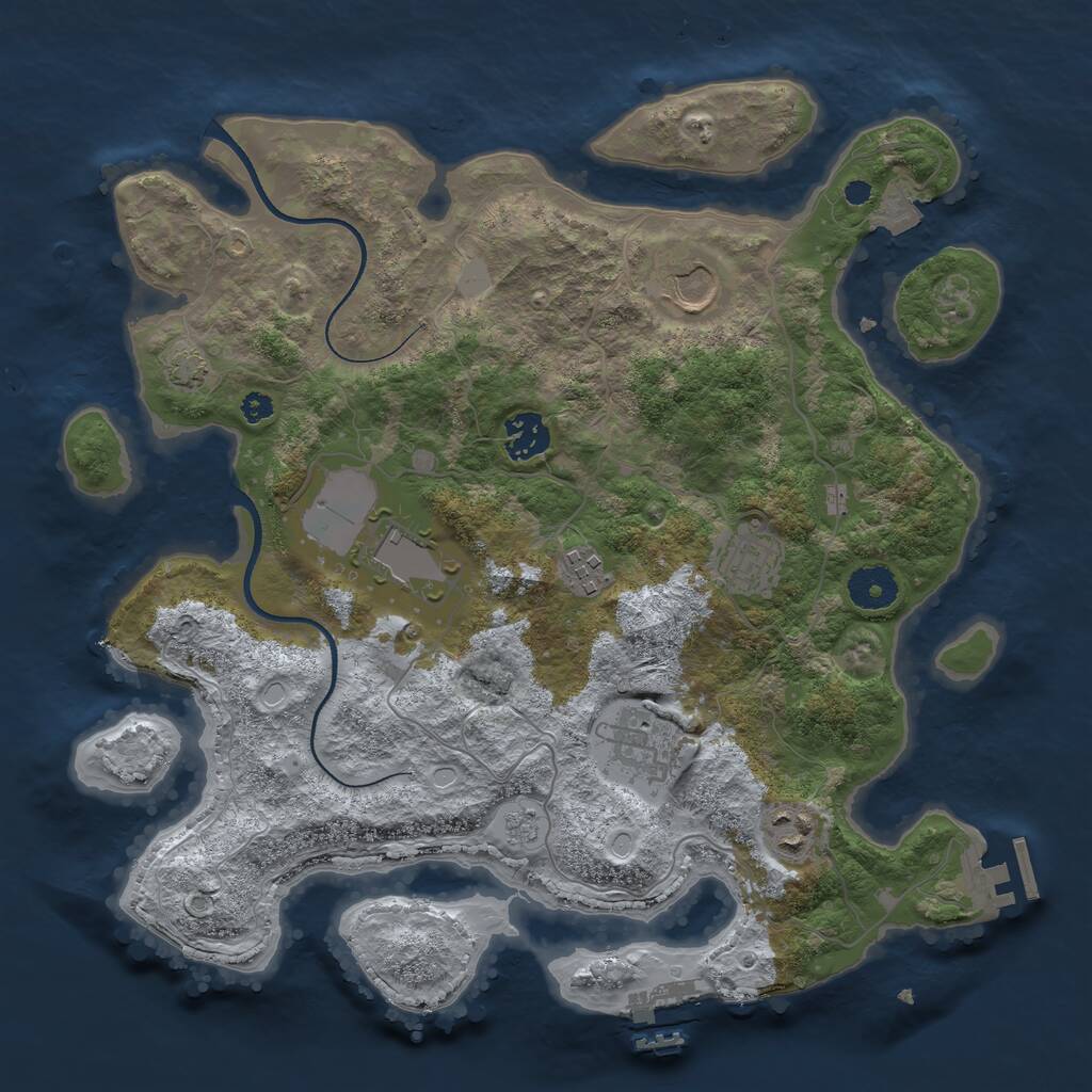 Rust Map: Procedural Map, Size: 3500, Seed: 38281321, 12 Monuments