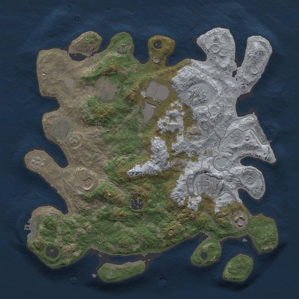 Rust Map: Procedural Map, Size: 3500, Seed: 955461566, 17 Monuments