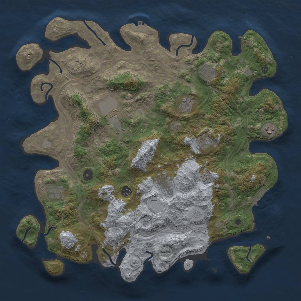 Rust Map: Procedural Map, Size: 4250, Seed: 1292176664, 17 Monuments