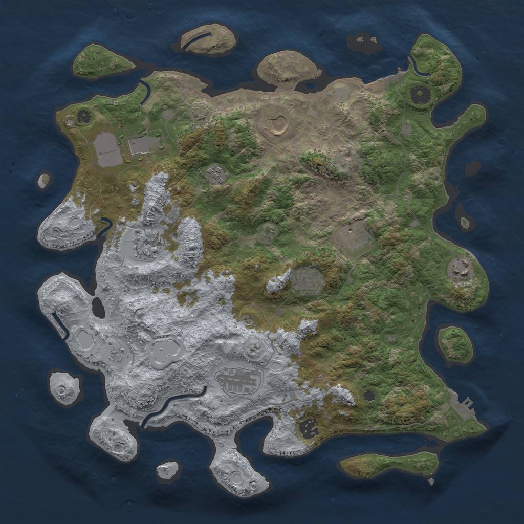Rust Map: Procedural Map, Size: 3950, Seed: 3726377, 17 Monuments