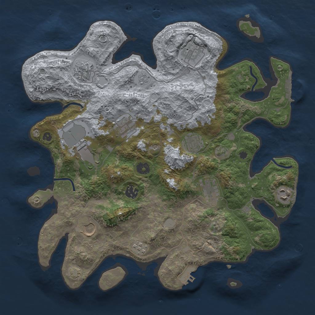 Rust Map: Procedural Map, Size: 3600, Seed: 21579256, 18 Monuments