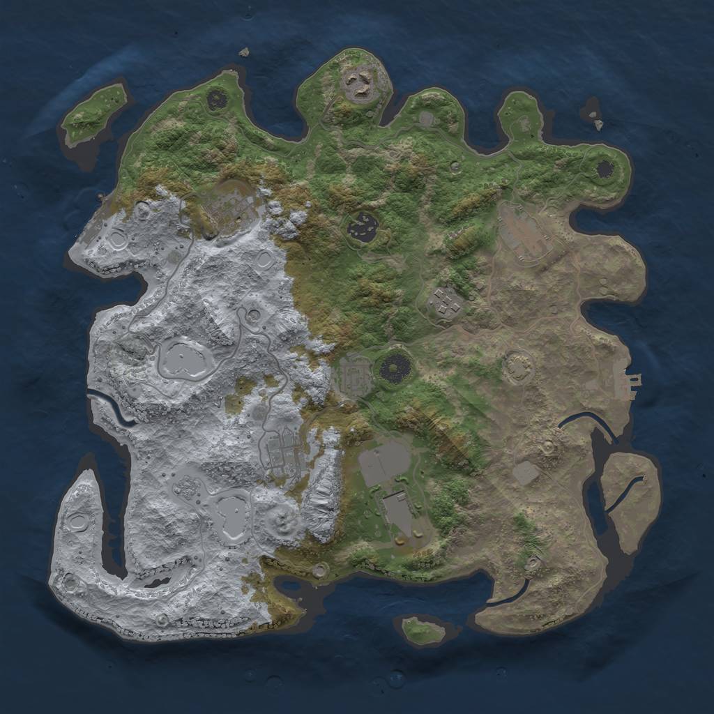 Rust Map: Procedural Map, Size: 3650, Seed: 90075721, 16 Monuments