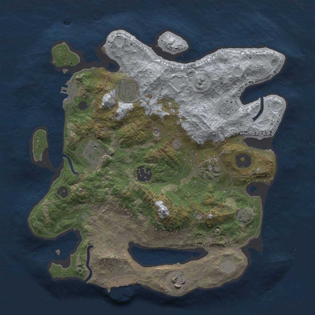 Rust Map: Procedural Map, Size: 3000, Seed: 1486473146, 13 Monuments